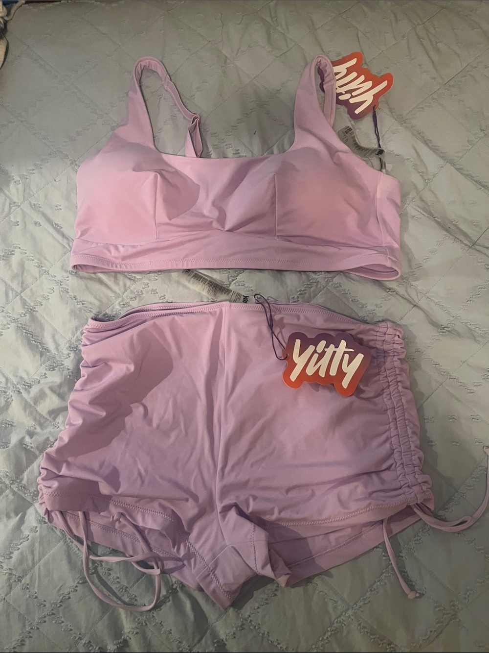 YITTY Lilac Bralette and Drawstring Lounge Shorts Set